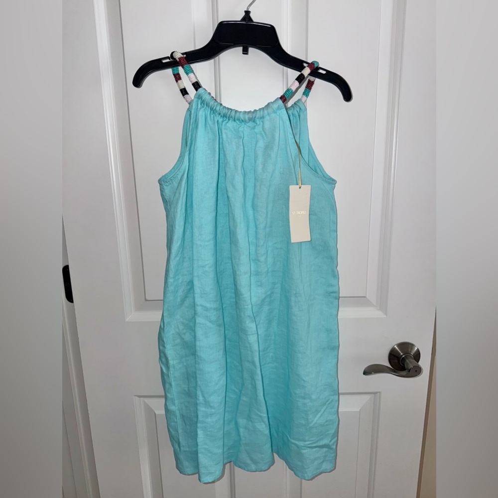 NWT St Tropez West Beaded Aqua Mini Dress Size XS